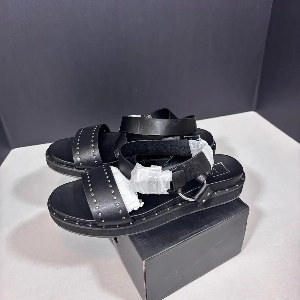 Shu Shop Cameron Black Studded Ankle Strap Sandals NEW in Box size 8.5